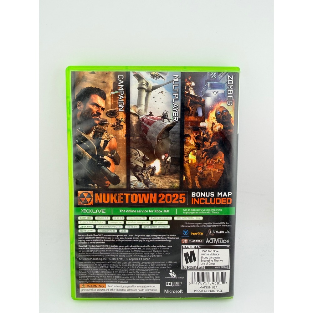 Call of‎ Duty Black Ops II 2 Xbox 360 Activision FPS Game NTSC Nuketown 2025 Map - Picture 3 of 6